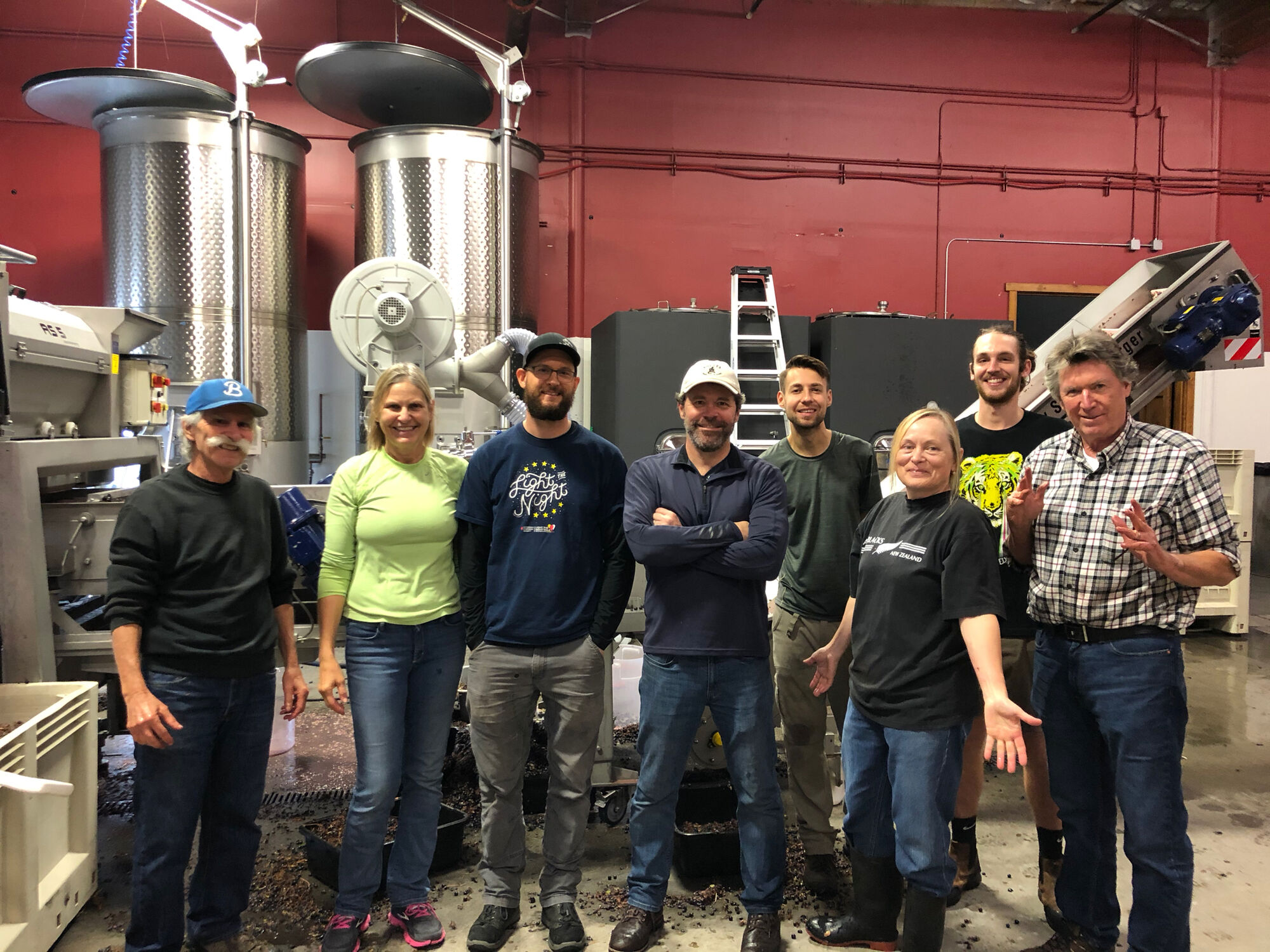 Our incomparable cellar crew after a long day of crushing and sorting grapes